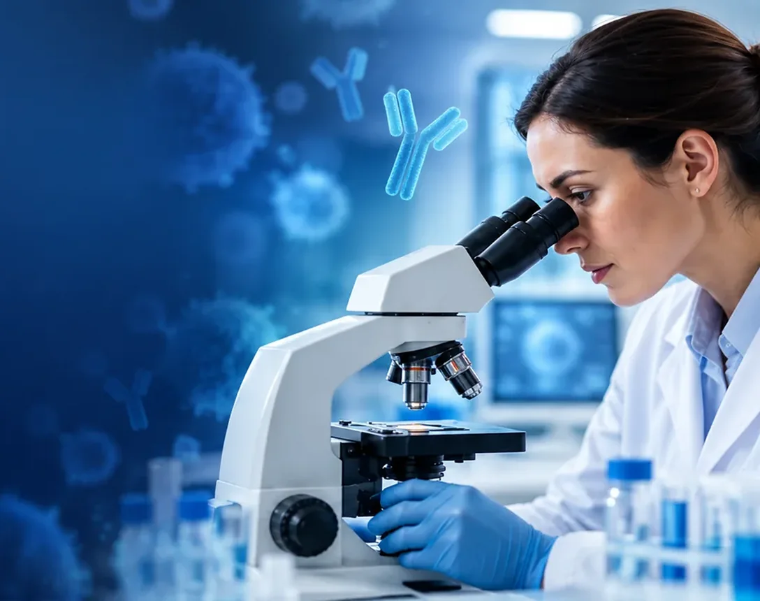 Profissional de saúde em ambiente de laboratório